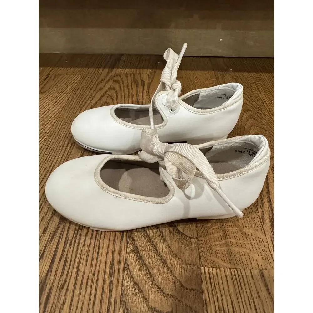 Capezio Jr Tyette White Synthetic Tap Shoes Toddler Girls Sz 11 Dance Activewear